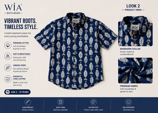 Boys Premium Cotton Printed Shirt | Blue |